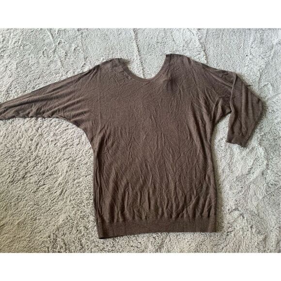 98- VINCE BROWN V BACK DOLMAN SLEEVE CASHMERE BLEND PULLOVER SWEATER - Picture 1 of 9